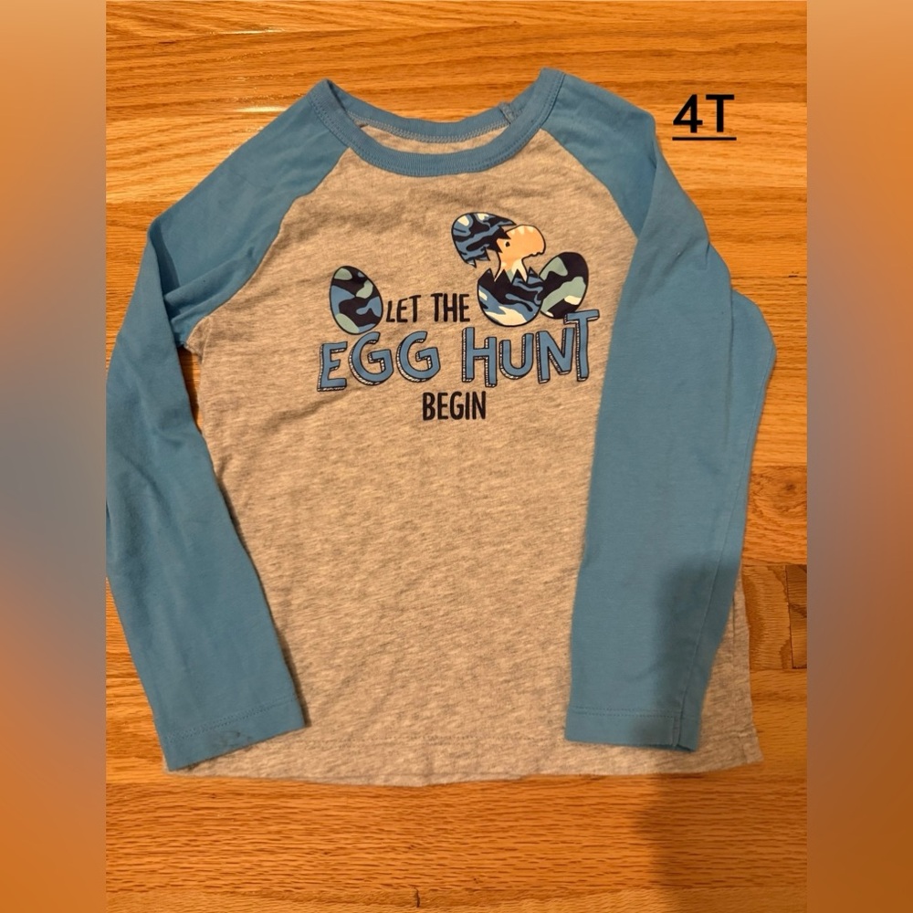 Blue and Gray Kids Egg Hunt Shirt